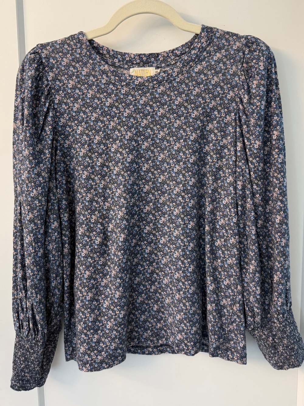 Nation Ltd Loren Puffed Sleeve Wildflower Print Pima Cotton Tee Size M - Picture 2 of 8